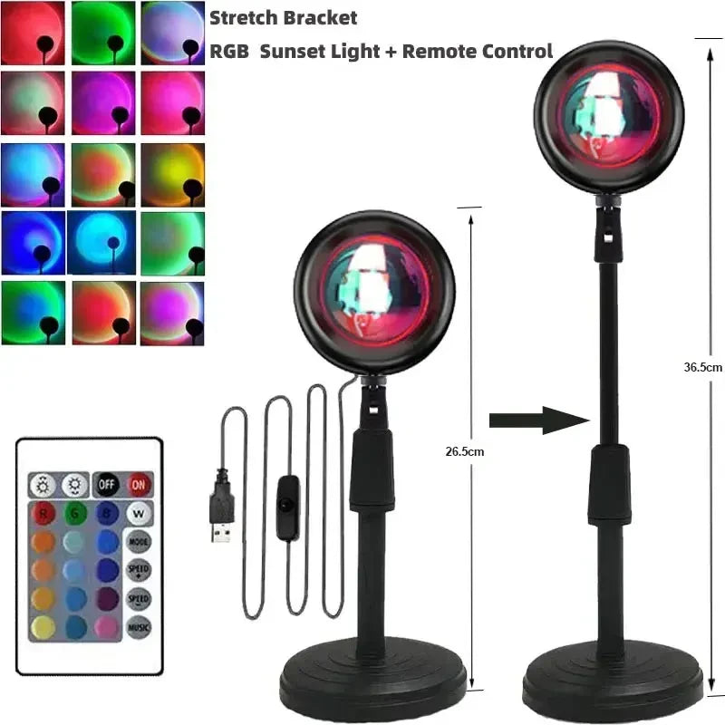 Sunset Projection Lamp – USB Rainbow Mood Light